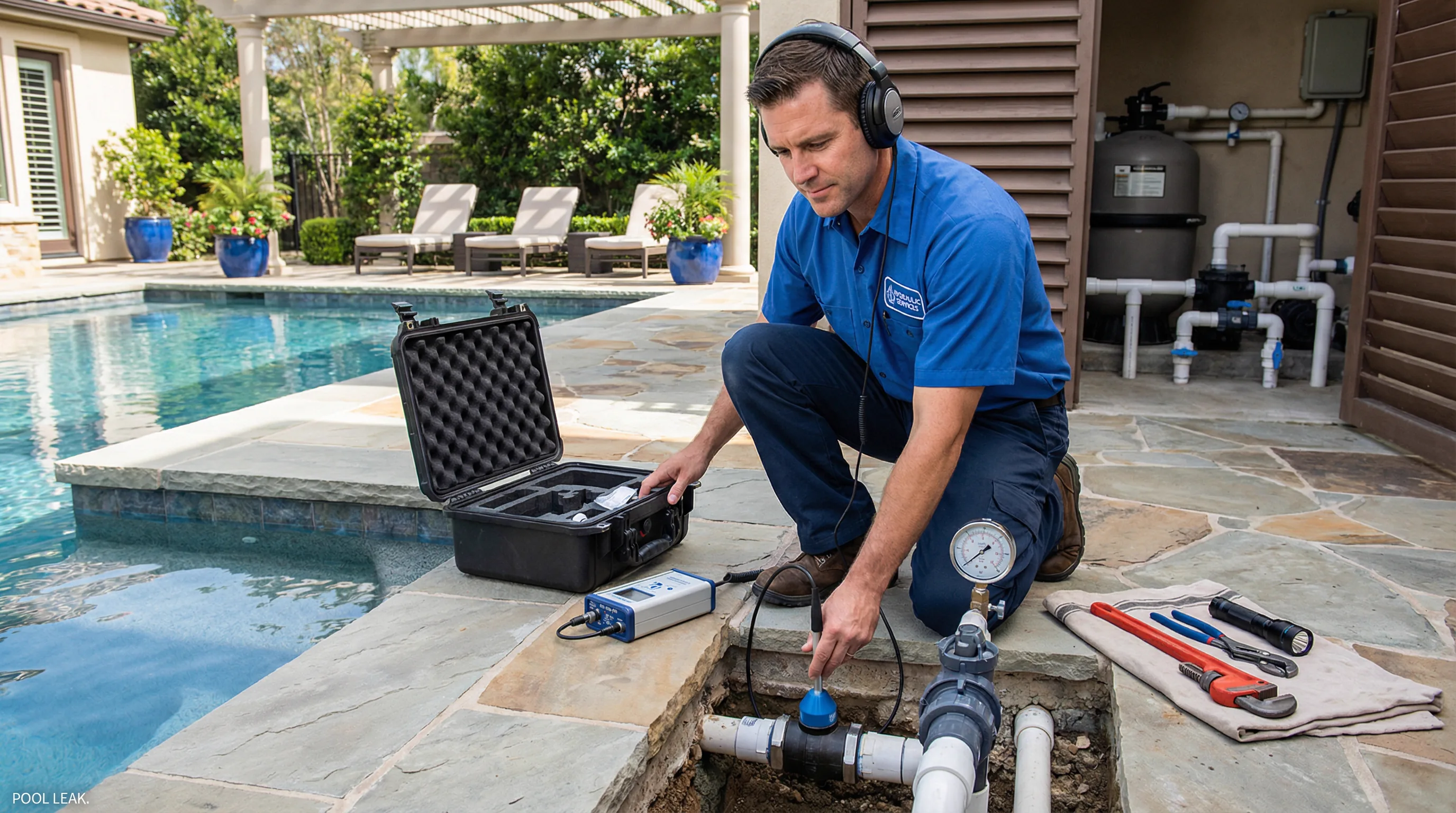 Caça vazamento em piscina